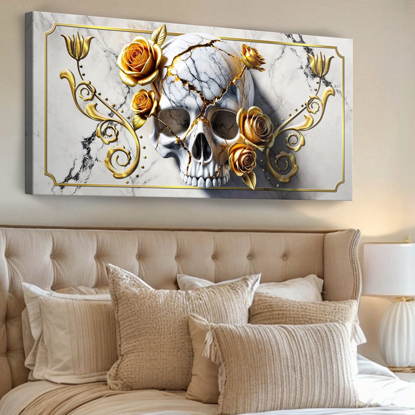 3D Rose and Skull Wall Art