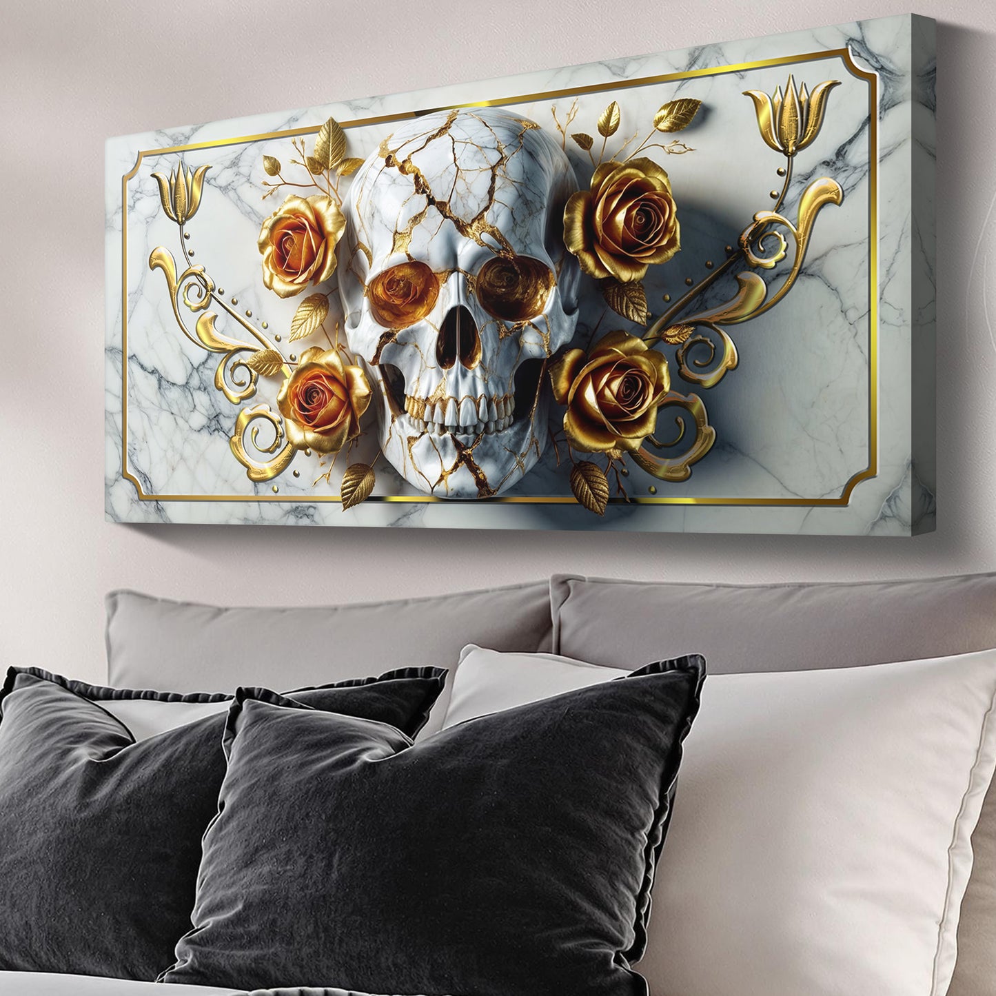 3D Rose and Skull Wall Art II