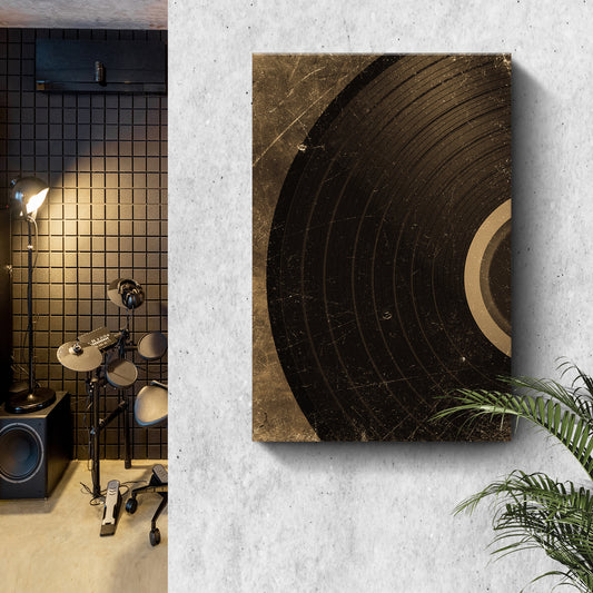 Music Equipment Vinyl Records Vintage Canvas Wall Art Style 2 - Image by Tailored Canvases