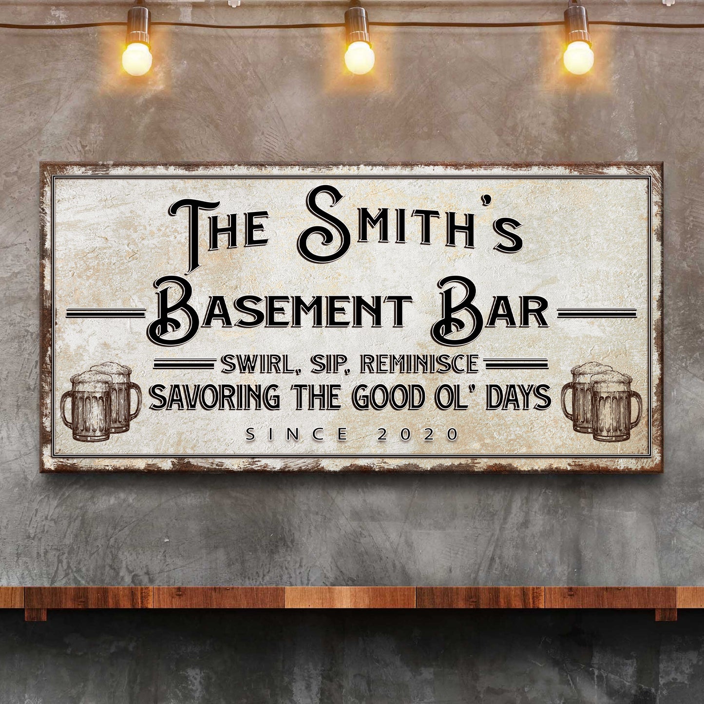 Swirl, Sip, Reminisce Basement Bar Sign