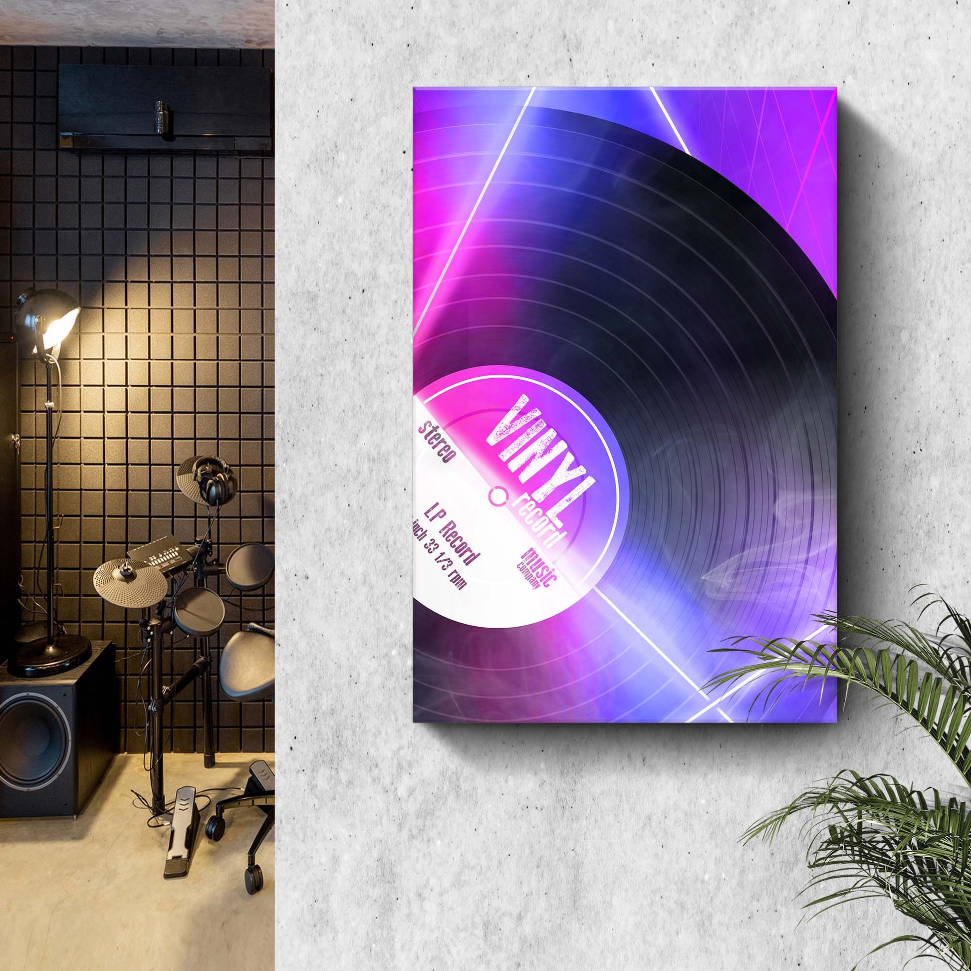 Music Equipment Vinyl Records Modern Canvas Wall Art  - Image by Tailored Canvases