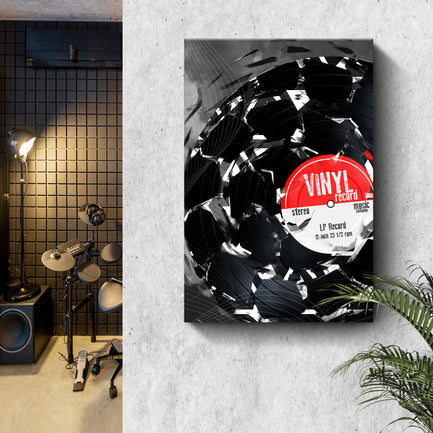 Music Equipment Vinyl Records Abstract Canvas Wall Art Style 2 - Image by Tailored Canvases