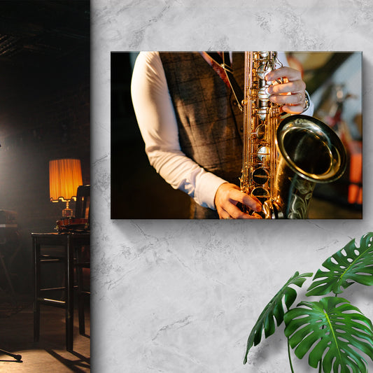 Saxophone Playing Canvas Wall Art - Image by Tailored Canvases