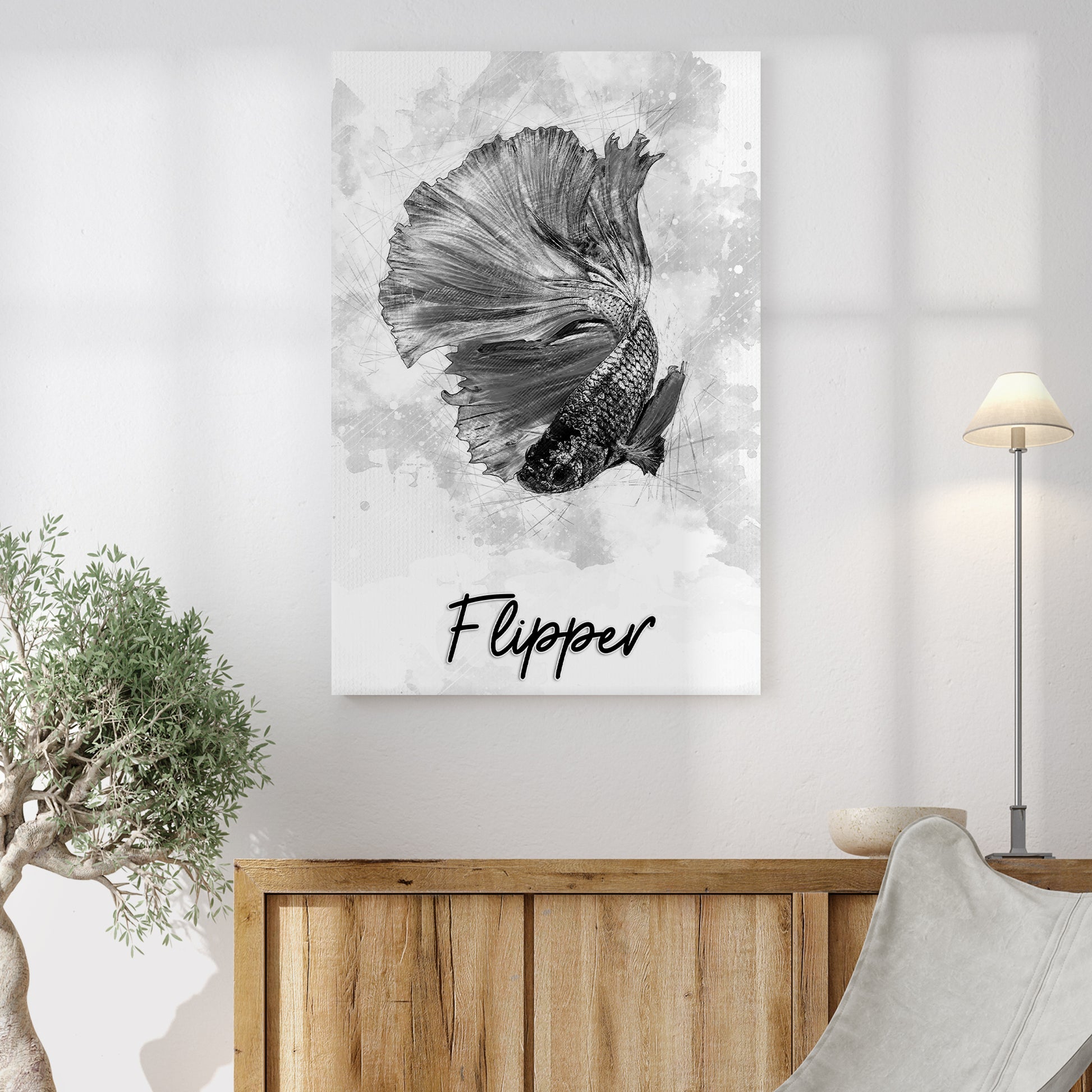 Fish Pencil Sketch Sign Style 1 - Image by Tailored Canvases