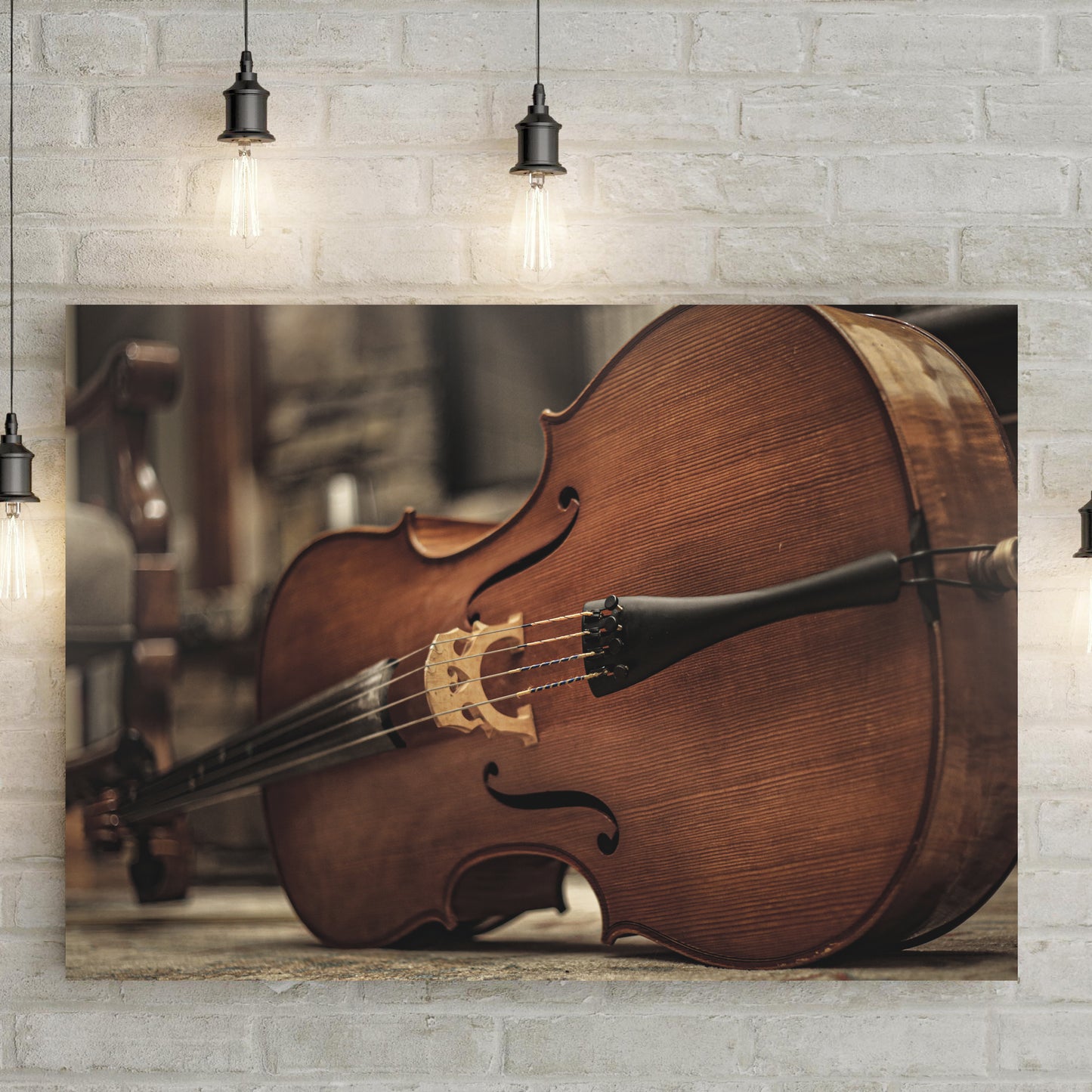 Cello Sepia Canvas Wall Art Style 2 - Image by Tailored Canvases