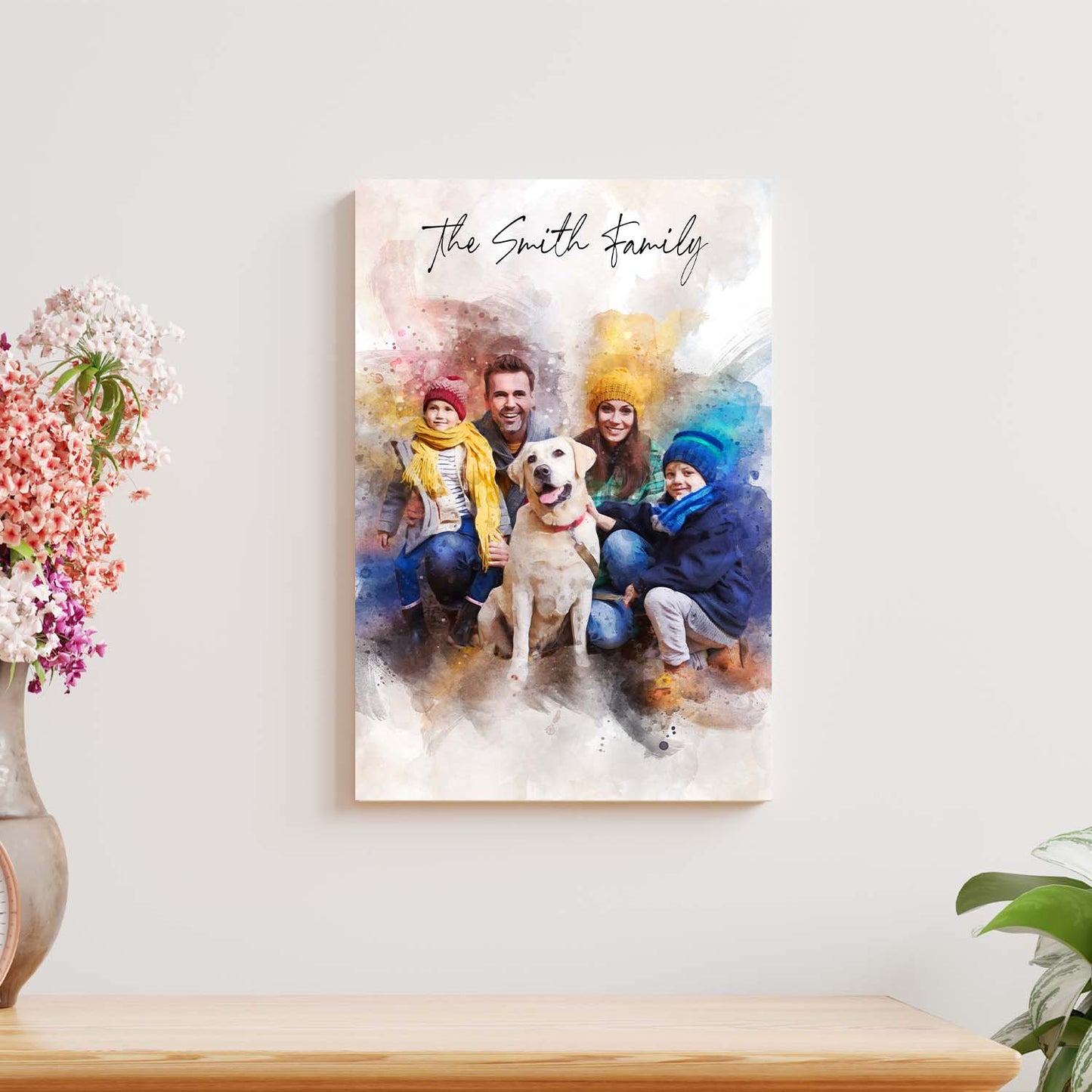 Custom Family Watercolor Portrait II Style 2 - Image by Tailored Canvases