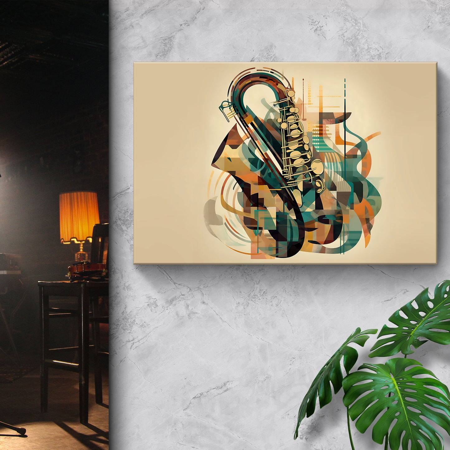 Saxophone Abstract Canvas Wall Art Style 1 - Image by Tailored Canvases