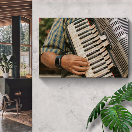 Accordion Playing Canvas Wall Art - Image by Tailored Canvases
