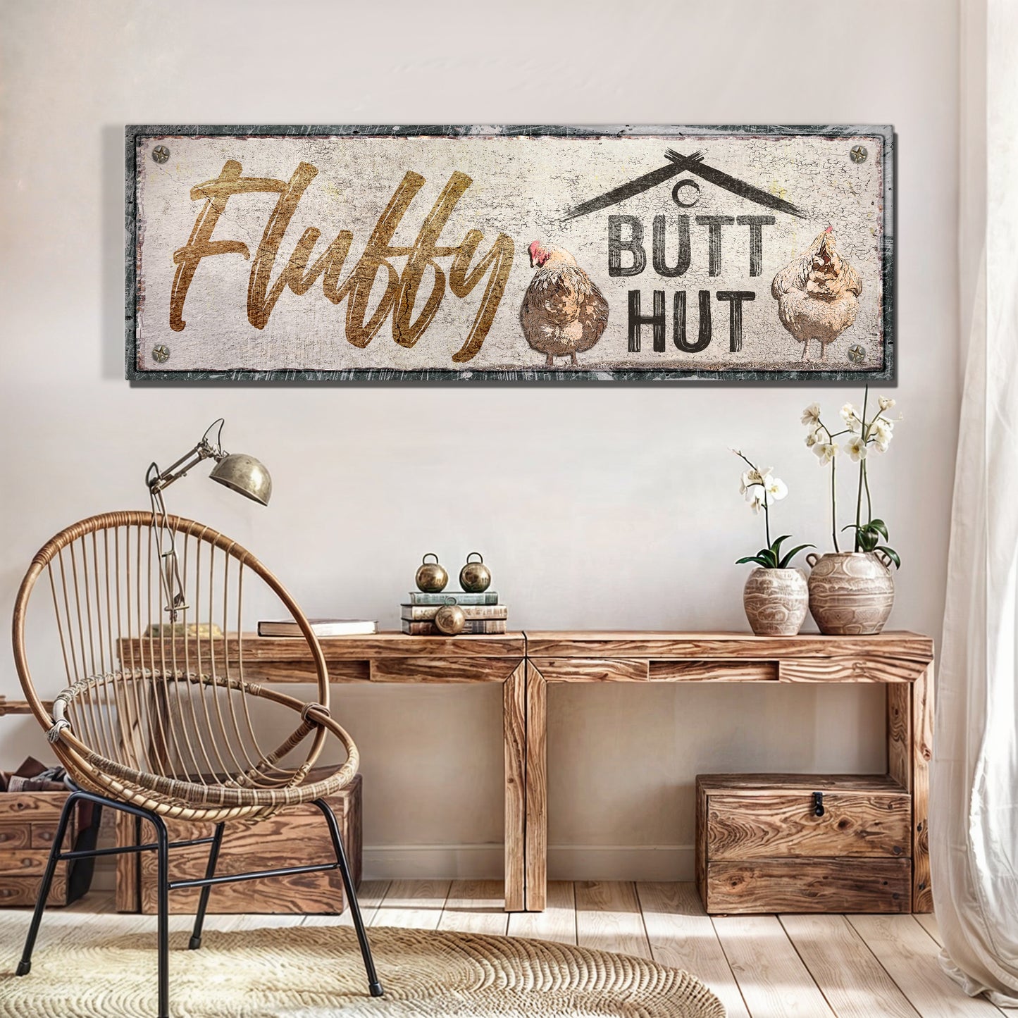 Fluffy Butt Hut Chicken Coop Sign II