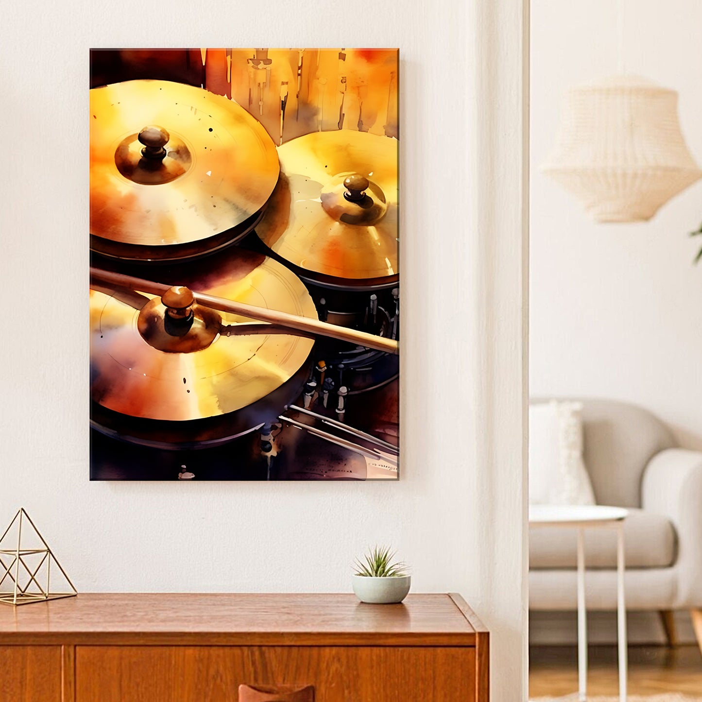 Cymbal Watercolor Canvas Wall Art Style 1 - Image by Tailored Canvases