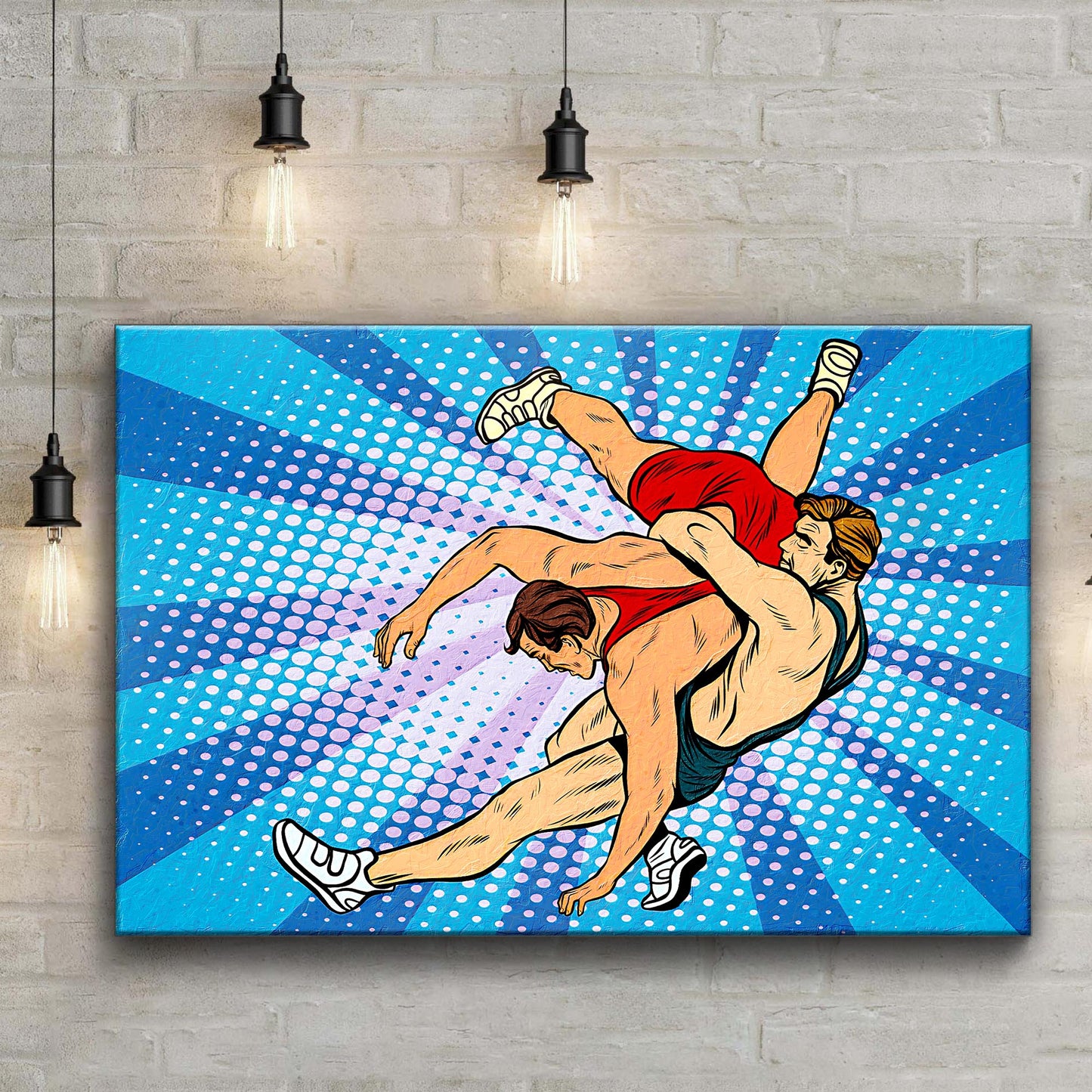 Wrestling Comic Style Canvas Wall Art Style 2 - Image by Tailored Canvases