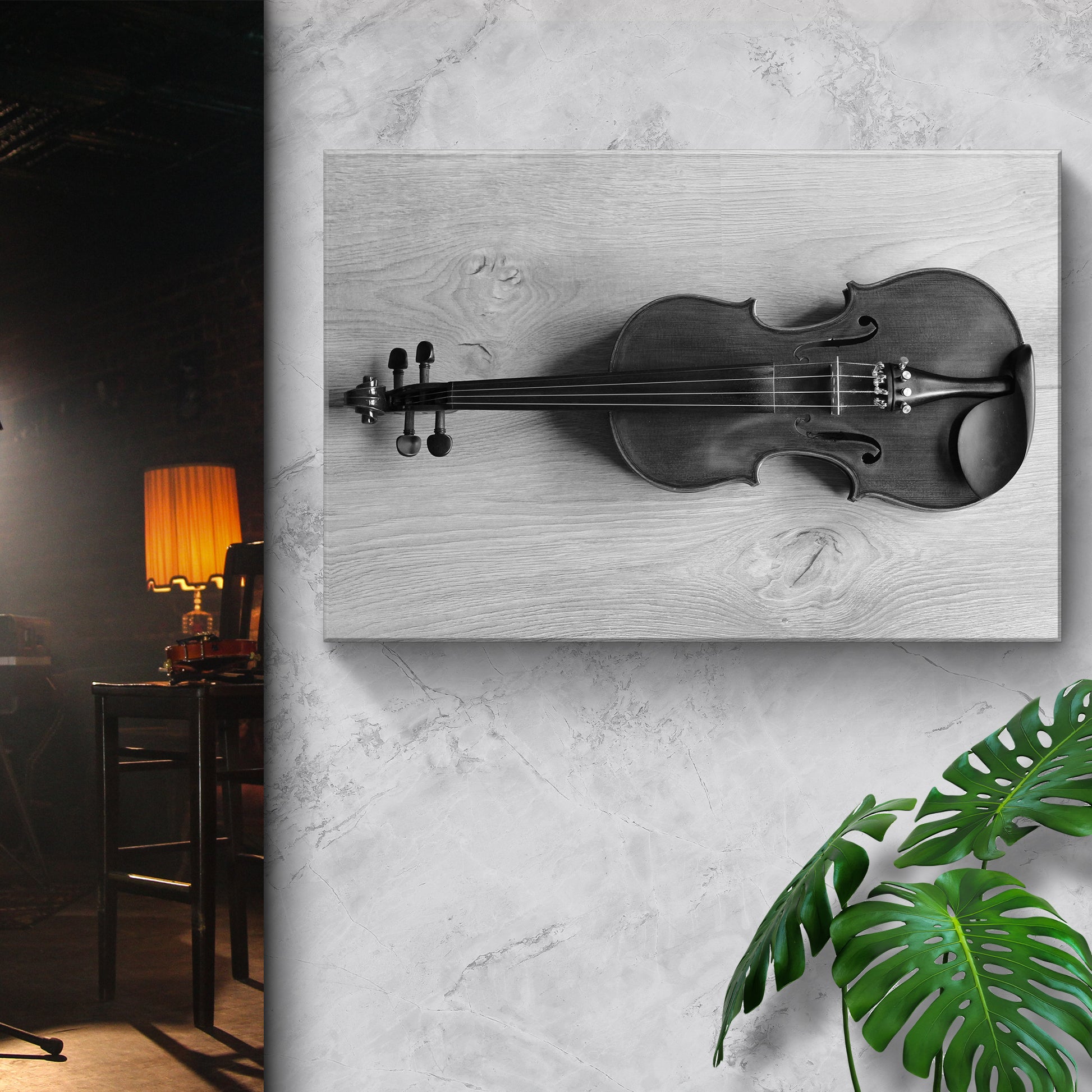 Violin Monochrome Canvas Wall Art Style 1 - Image by Tailored Canvases