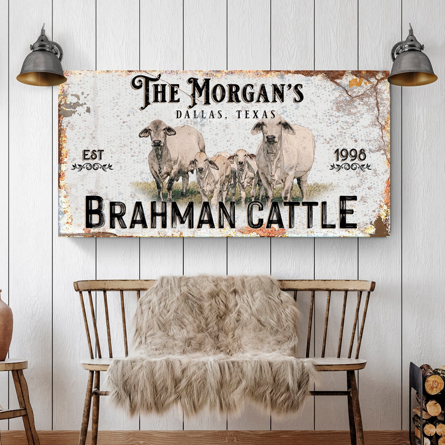 Personalized Brahman Cattle Sign II - Image by Tailored Canvases