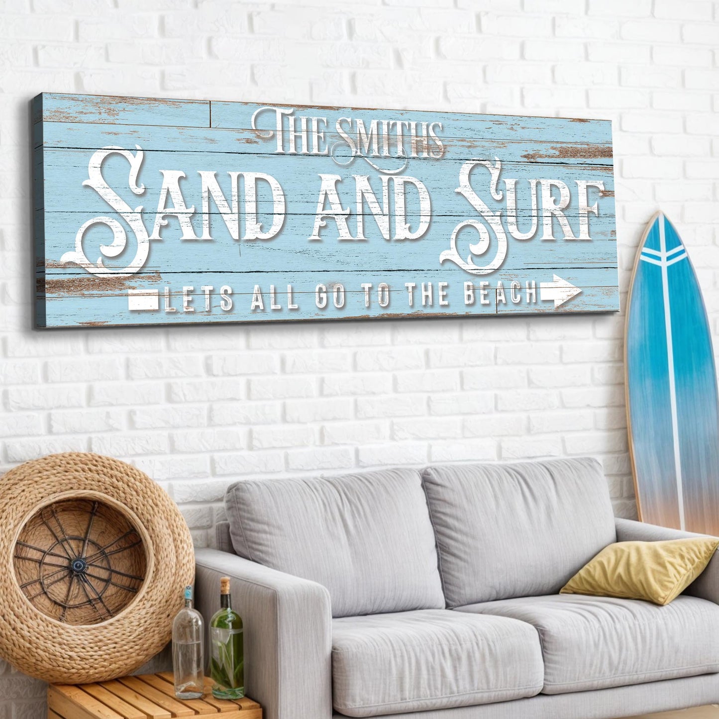 Sand And Surf Sign Let's All Go To The Beach Sign