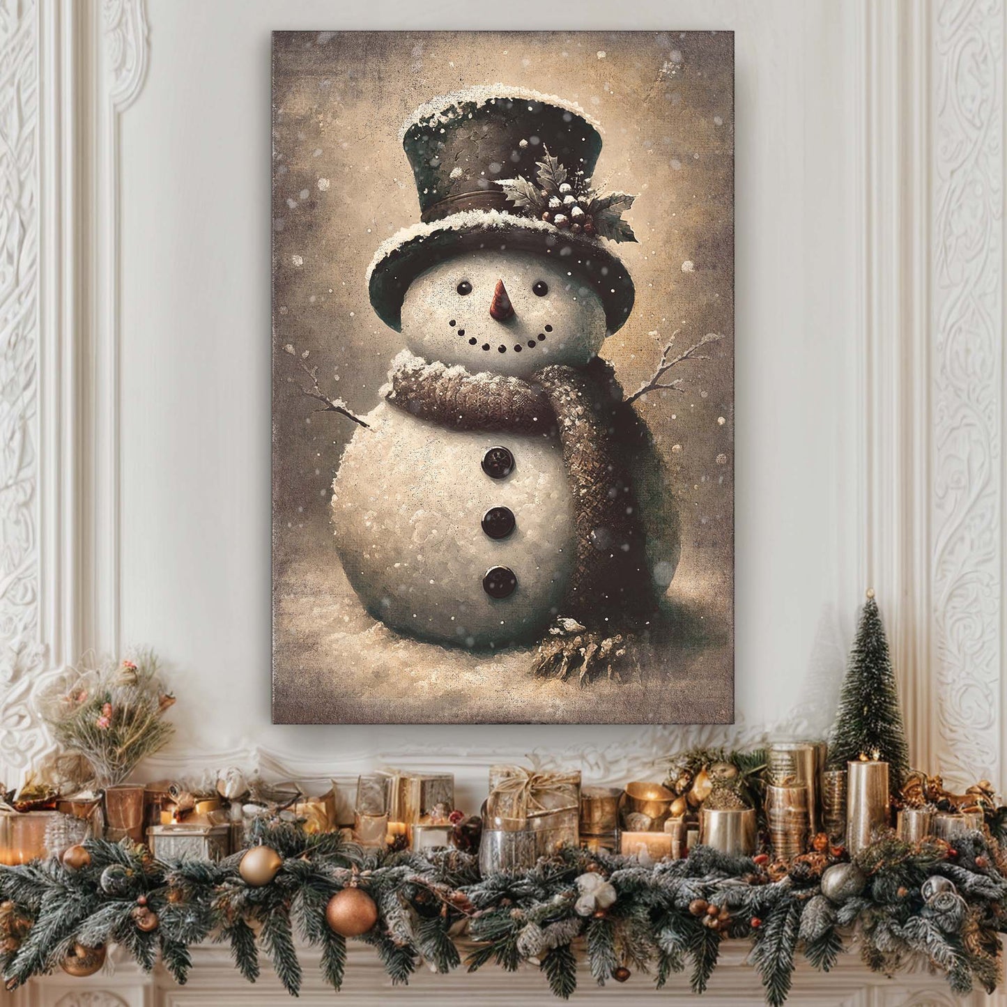 Vintage Snowman Christmas Wall Art III