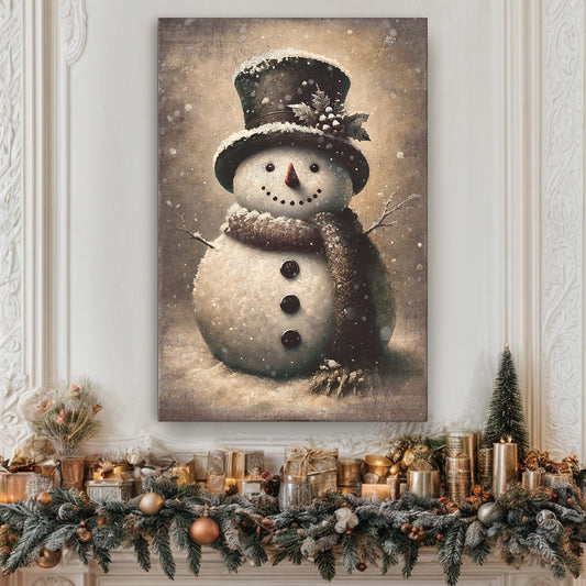 Vintage Snowman Christmas Wall Art III | Tailored Canvases