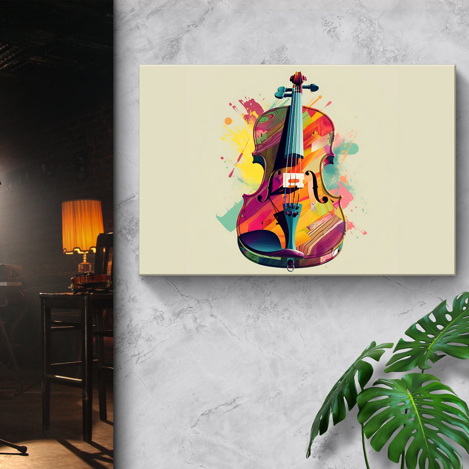 Violin Retro Canvas Wall Art Style 1 - Image by Tailored Canvases