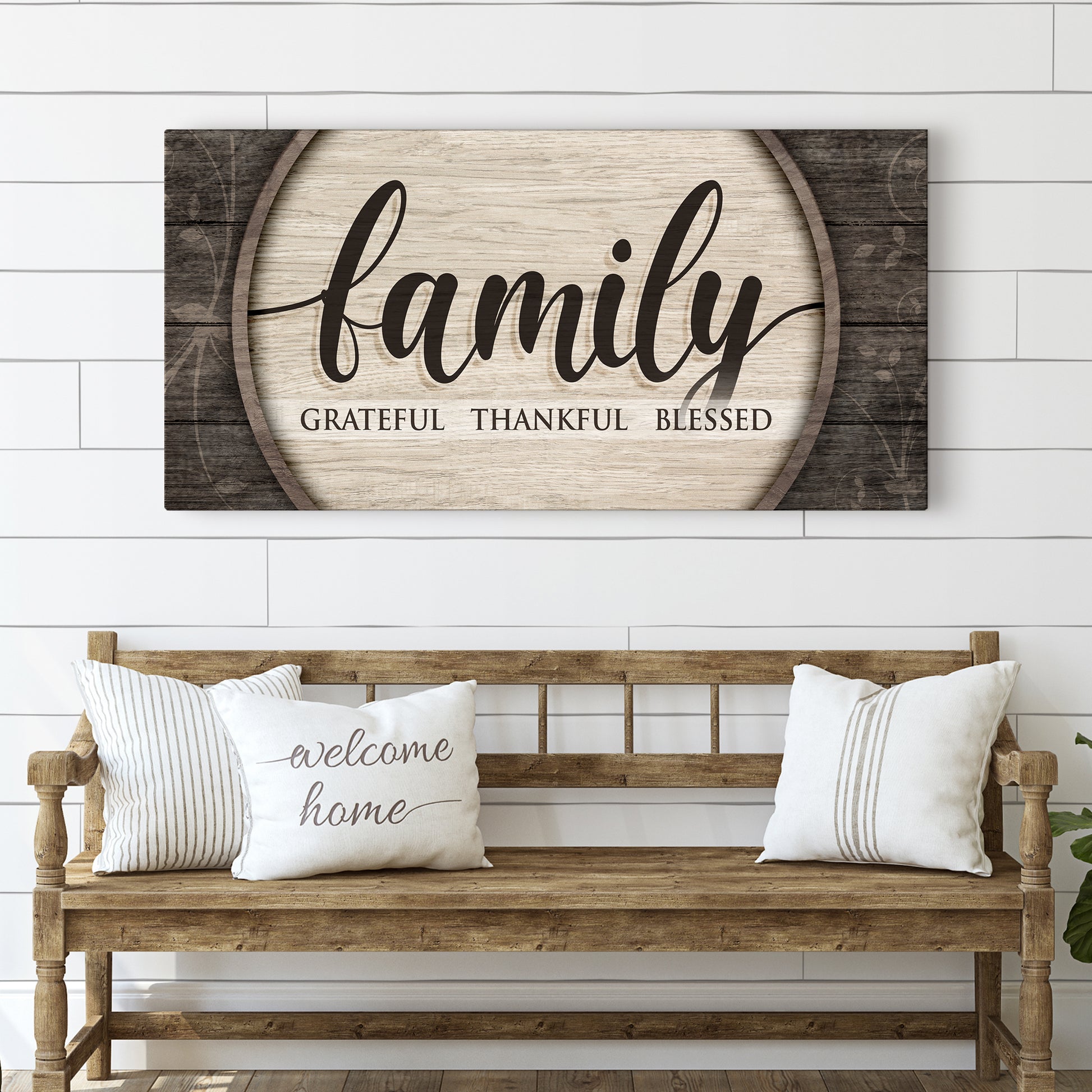 Grateful Thankful Blessed Family Sign - Image by Tailored Canvases