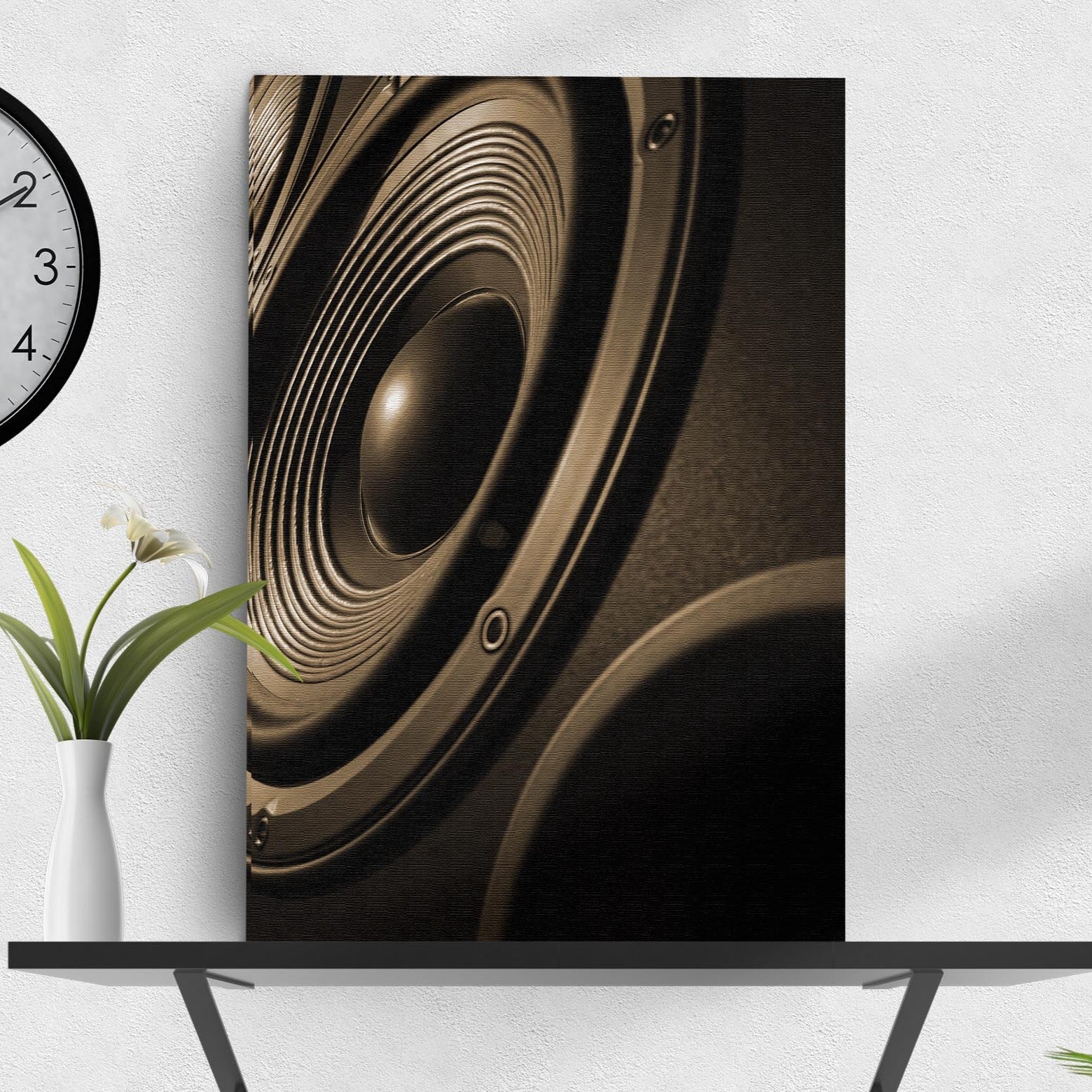 Music Equipment Speakers Sepia Canvas Wall Art Style 1 - Image by Tailored Canvases