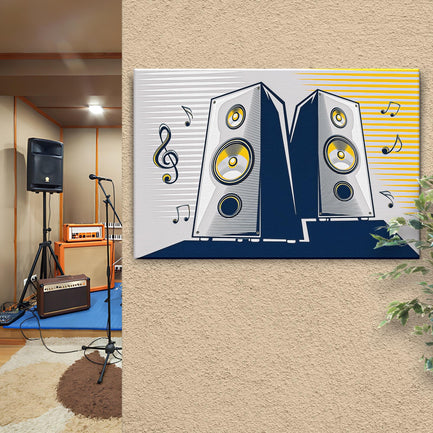 Music Equipment Speakers Pop Art Canvas Wall Art Style 2 - Image by Tailored Canvases