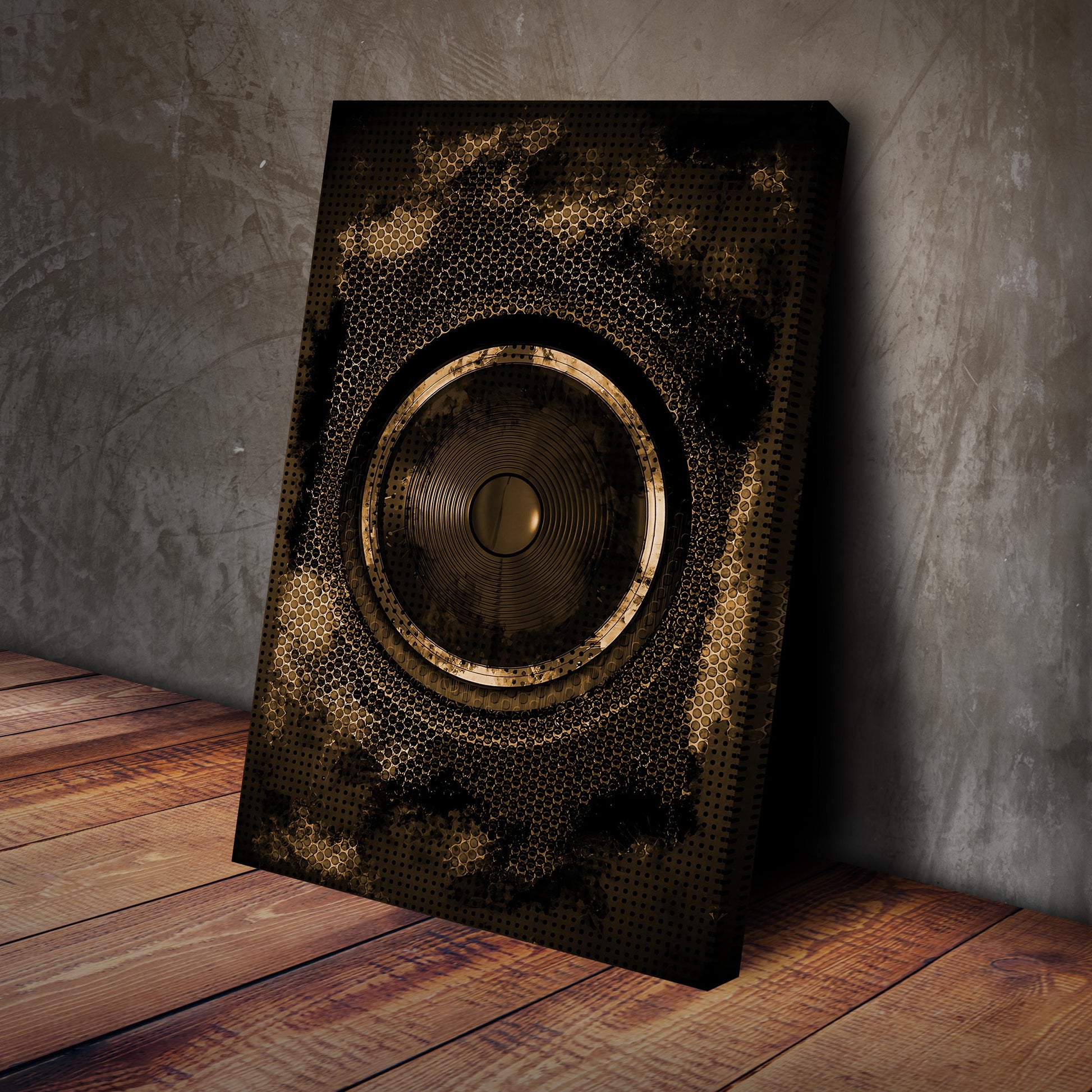 Music Equipment Speakers Grunge Canvas Wall Art Style 2 - Image by Tailored Canvases