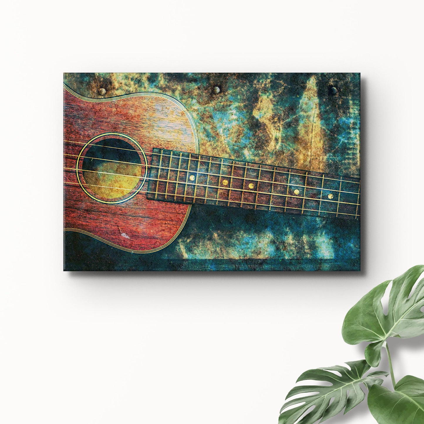 Ukulele Grunge Canvas Wall Art Style 2 - Image by Tailored Canvases