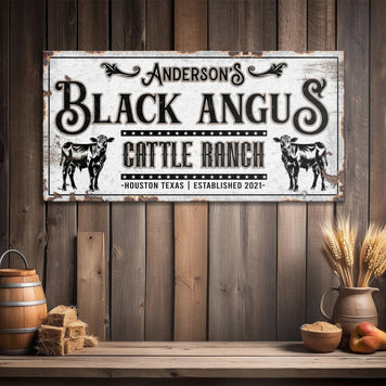 Personalized Black Angus Cattle Sign