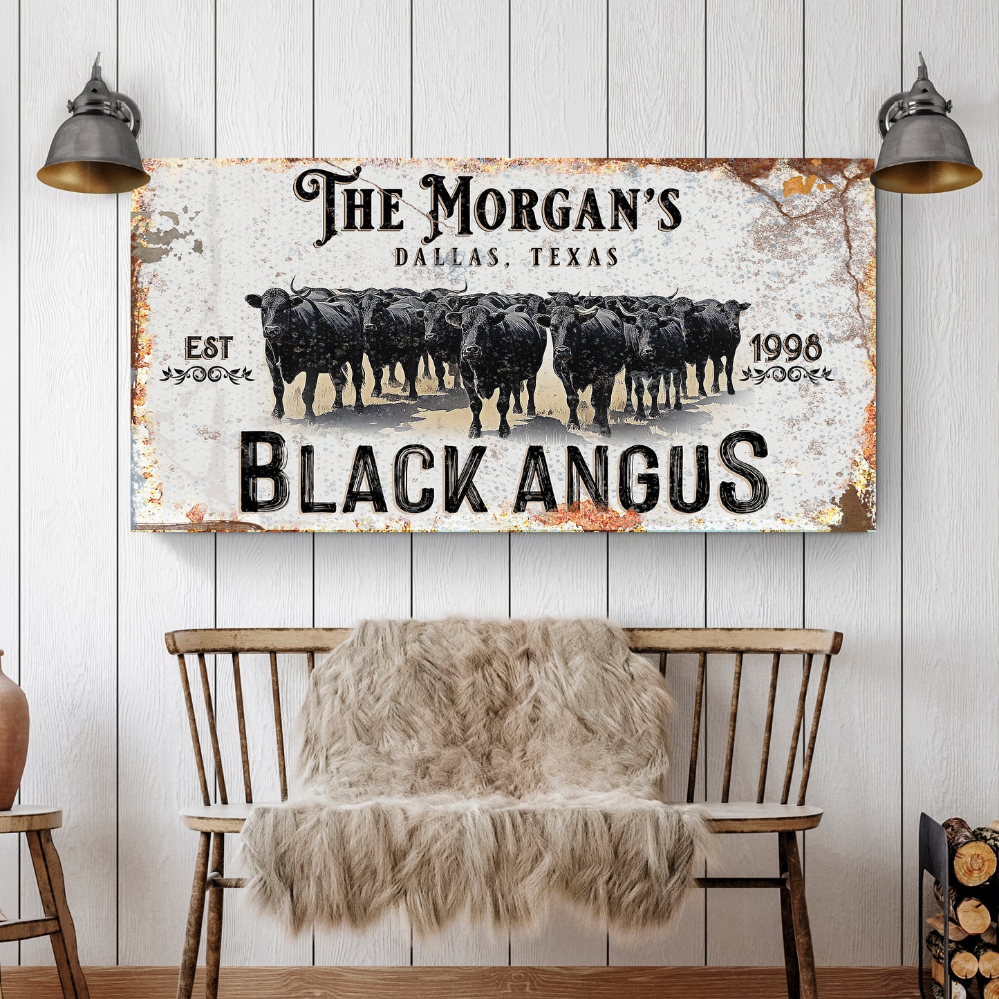 Personalized Black Angus Cattle Sign II - Image by Tailored Canvases