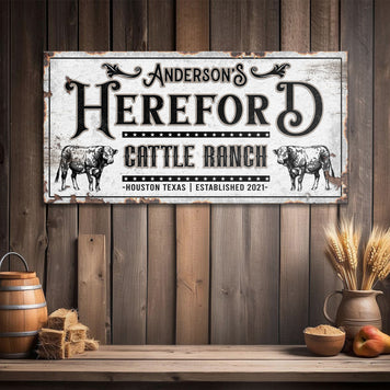 Personalized Hereford Cattle Sign