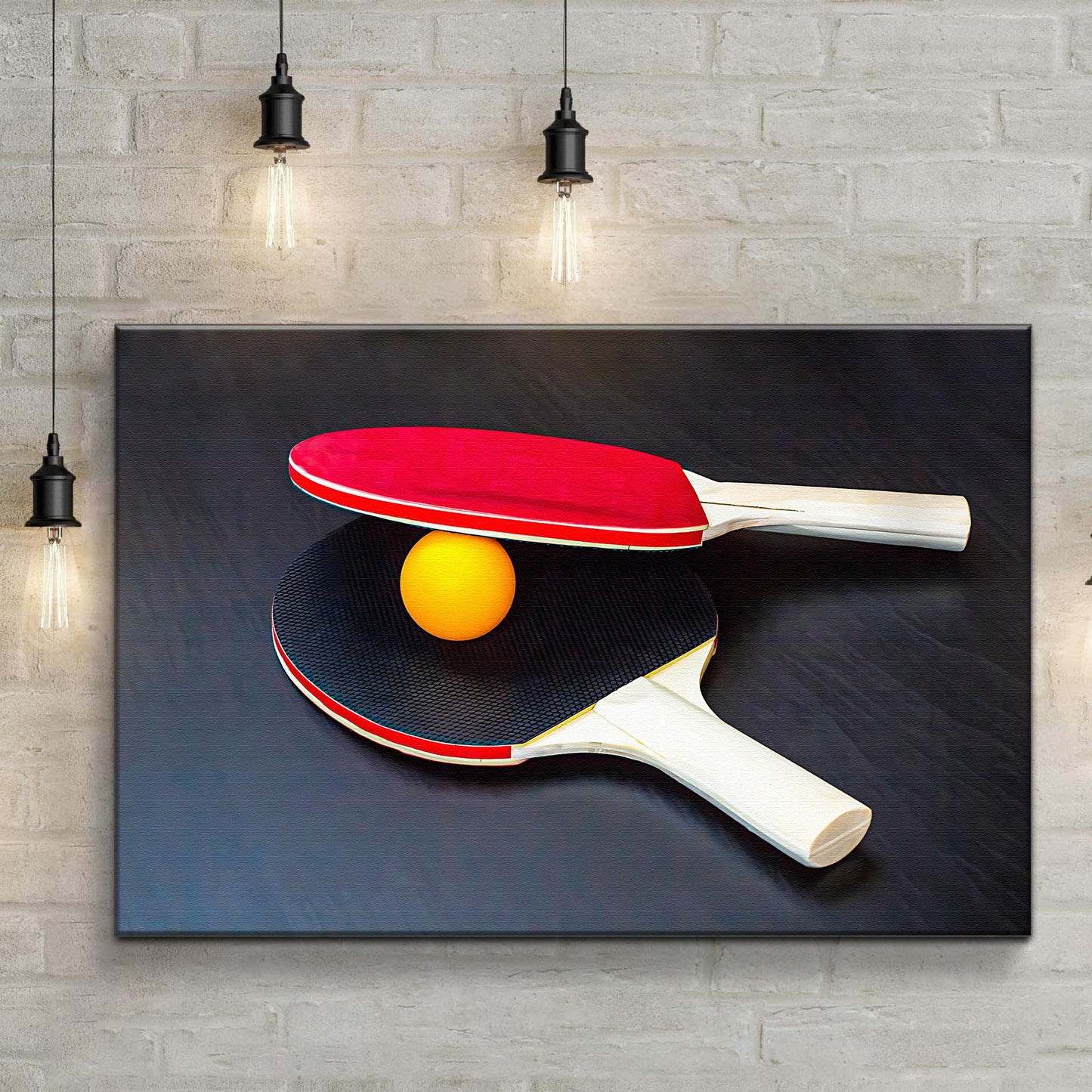 Table Tennis Paddles And Ball Canvas Wall Art Style 2 - Image by Tailored Canvases