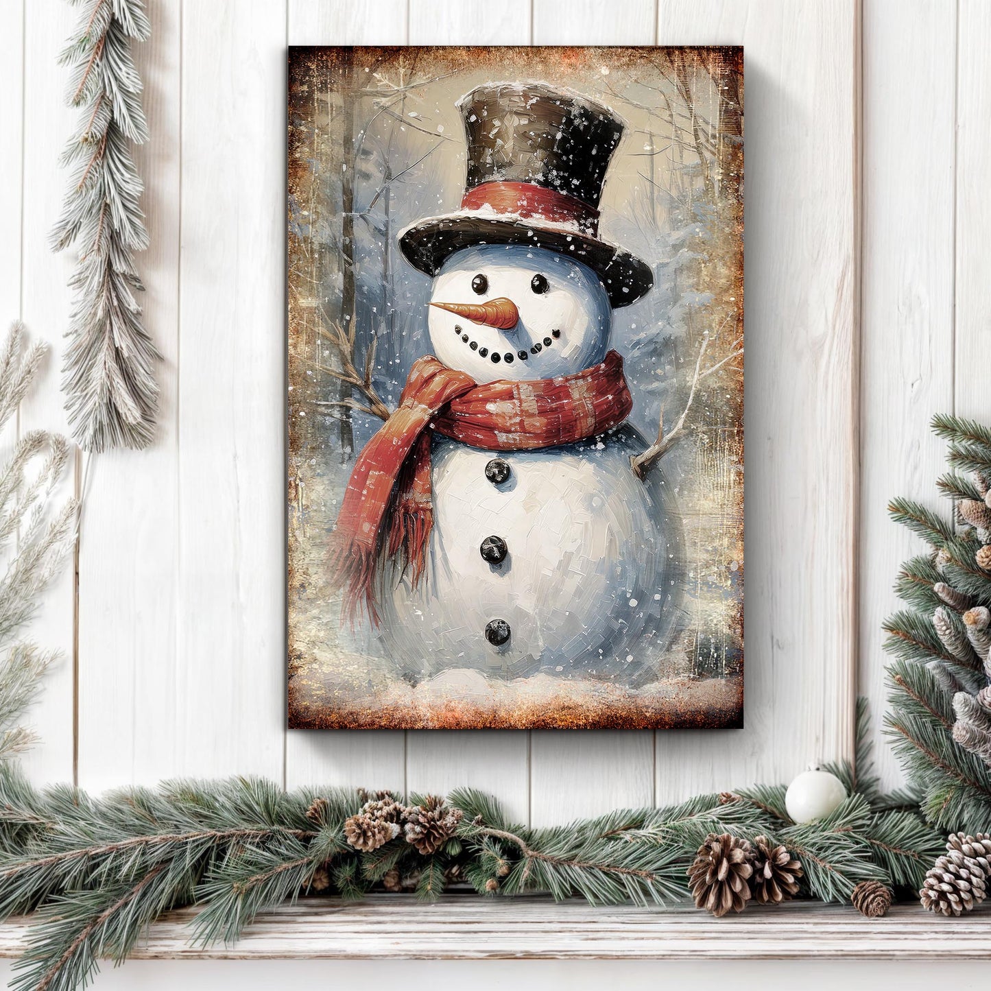 Vintage Snowman Christmas Wall Art