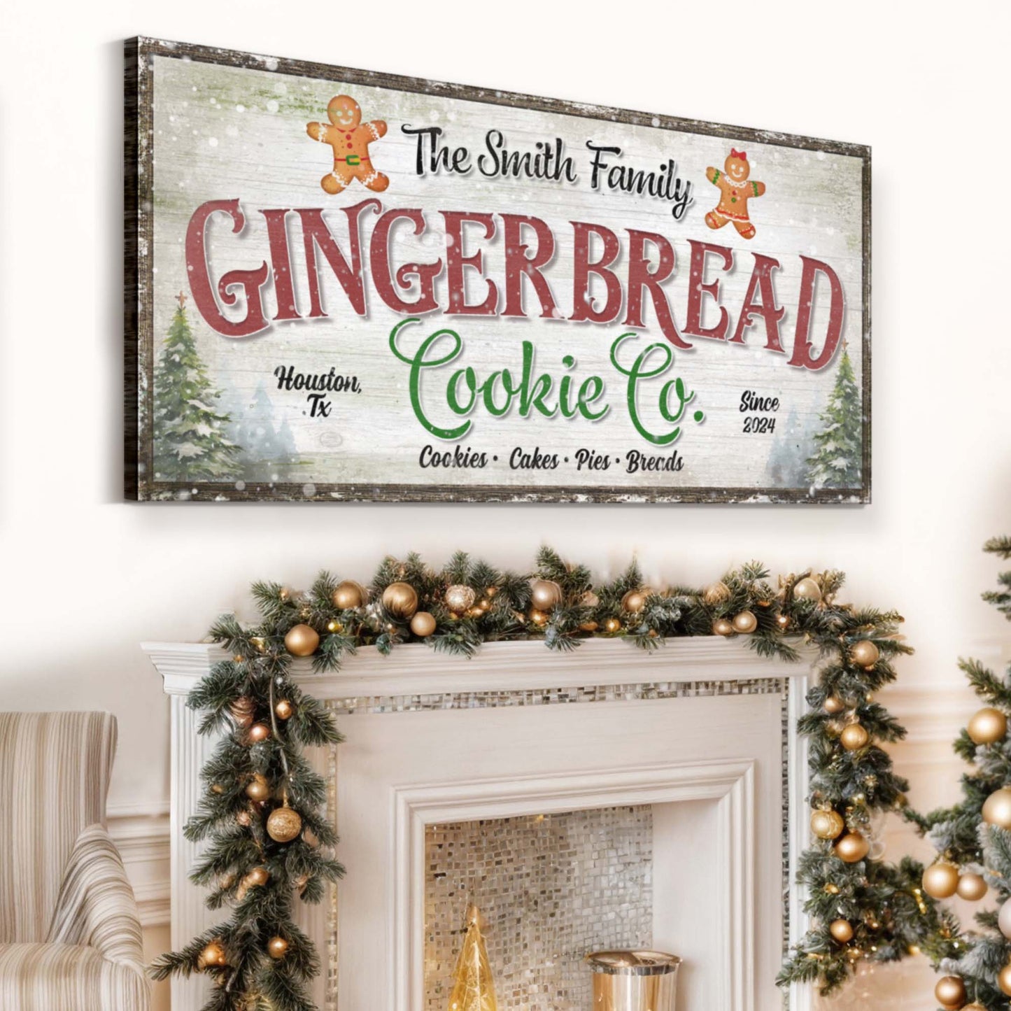 Family Gingerbread Bakery Christmas Sign III