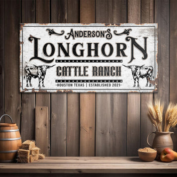 Personalized Long Horn Cattle Sign