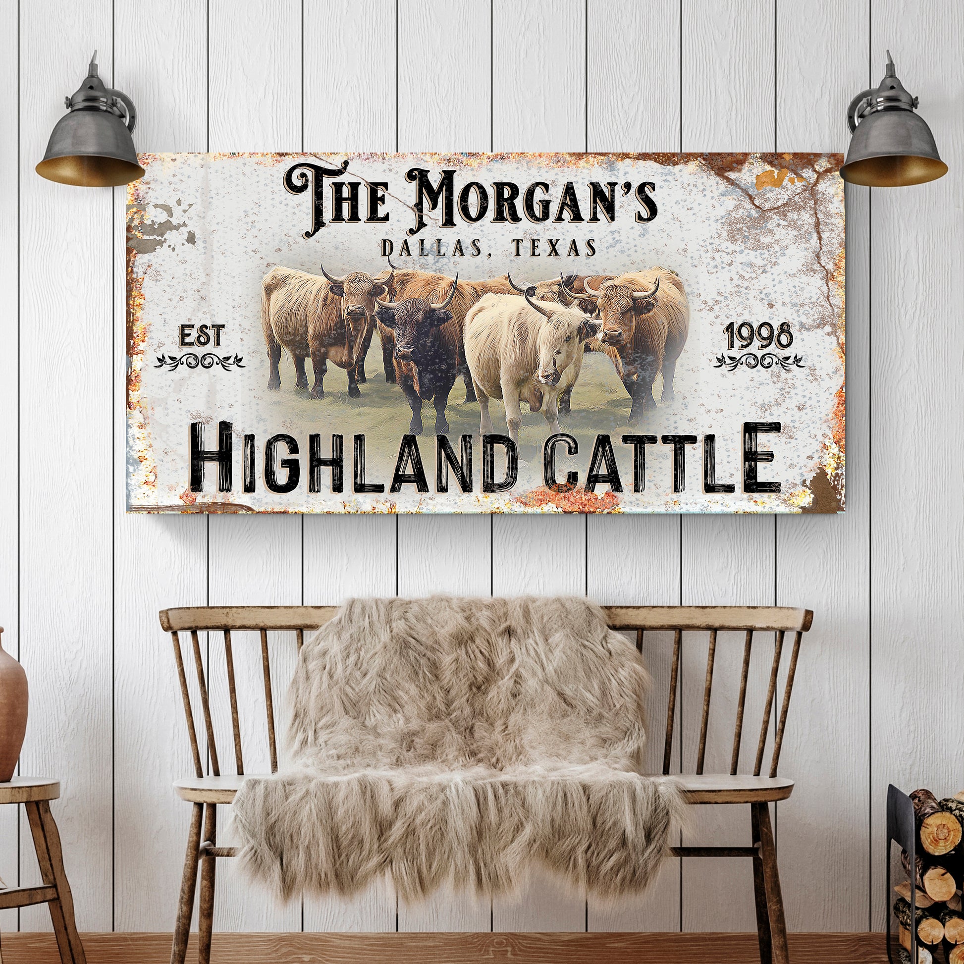 Personalized Highland Cattle Sign III - Image by Tailored Canvases