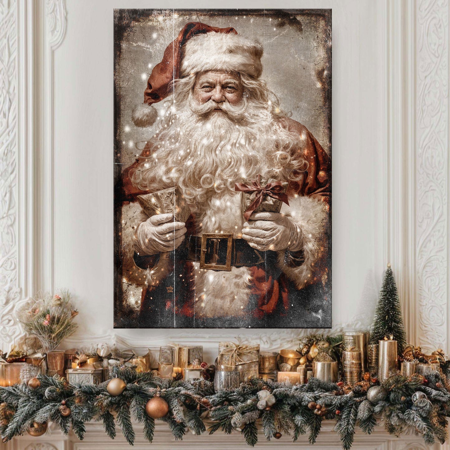 Vintage Christmas Santa Claus Wall Art IV