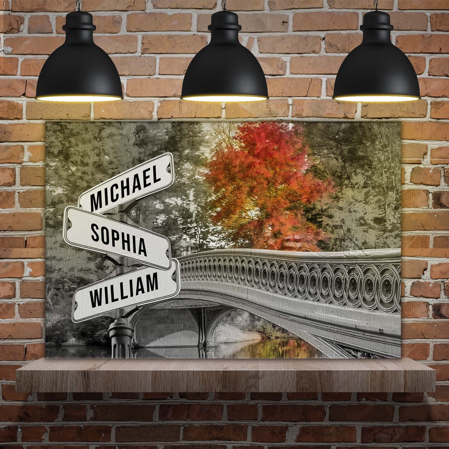 Autumn Bridge Family Names Sign