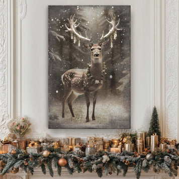 Vintage Winter Deer Christmas Wall Art