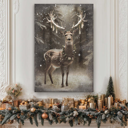 Vintage Winter Deer Christmas Wall Art | Tailored Canvases