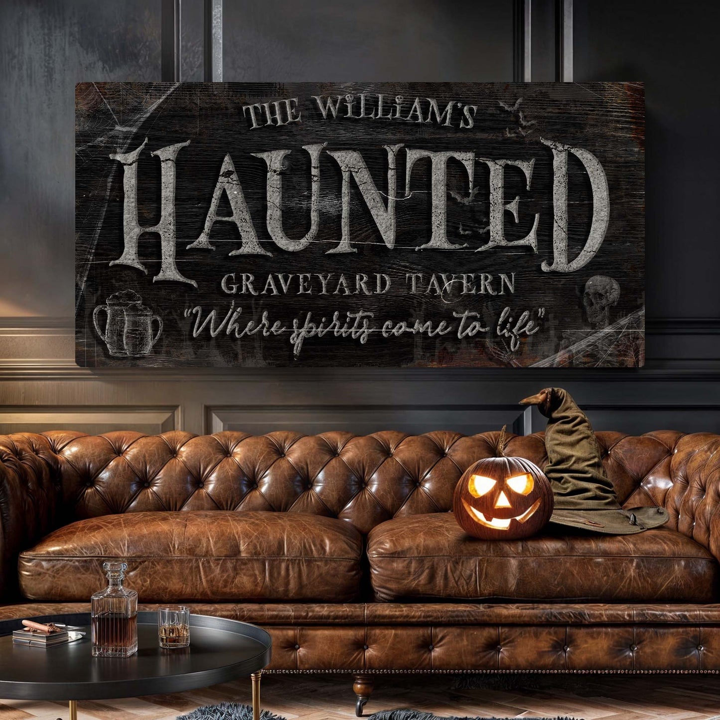 Haunted Graveyard Tavern Halloween Sign