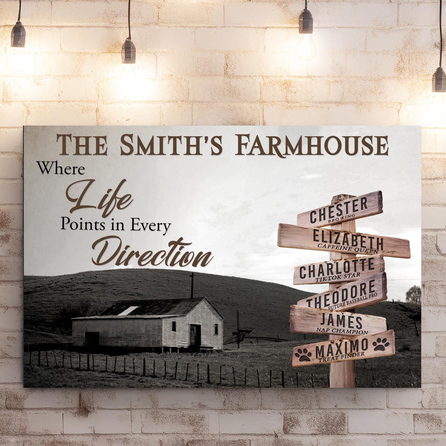 Where Life Points In Every Direction Family Farmhouse Names Sign