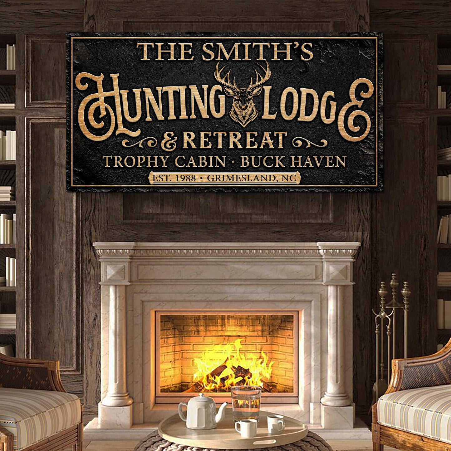 Family Hunting Lodge Retreat Sign