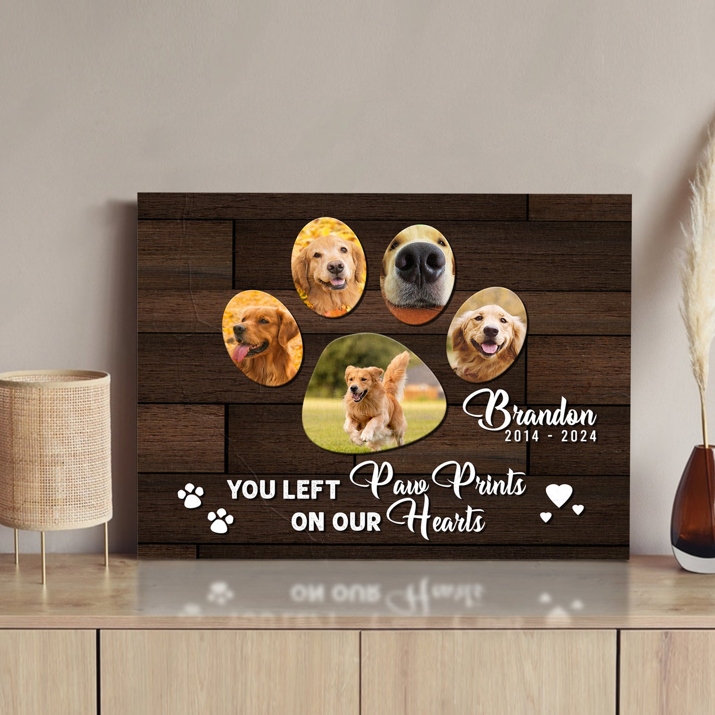 Pet Memorial Sign You Left Paw Prints On Our Hearts