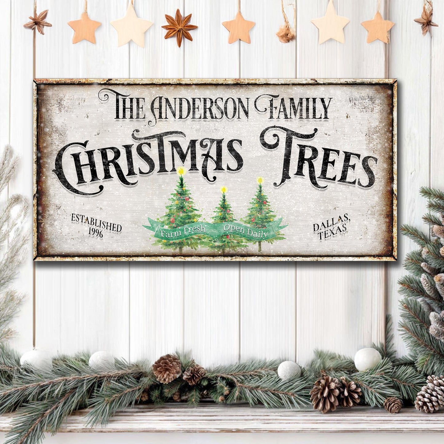 Family Christmas Tree Farm Sign III | Image by Tailored Canvases