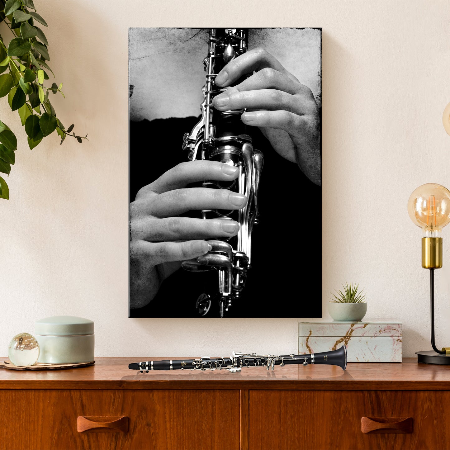 Clarinet  Playing Canvas Wall Art Style 2 - Image by Tailored Canvases