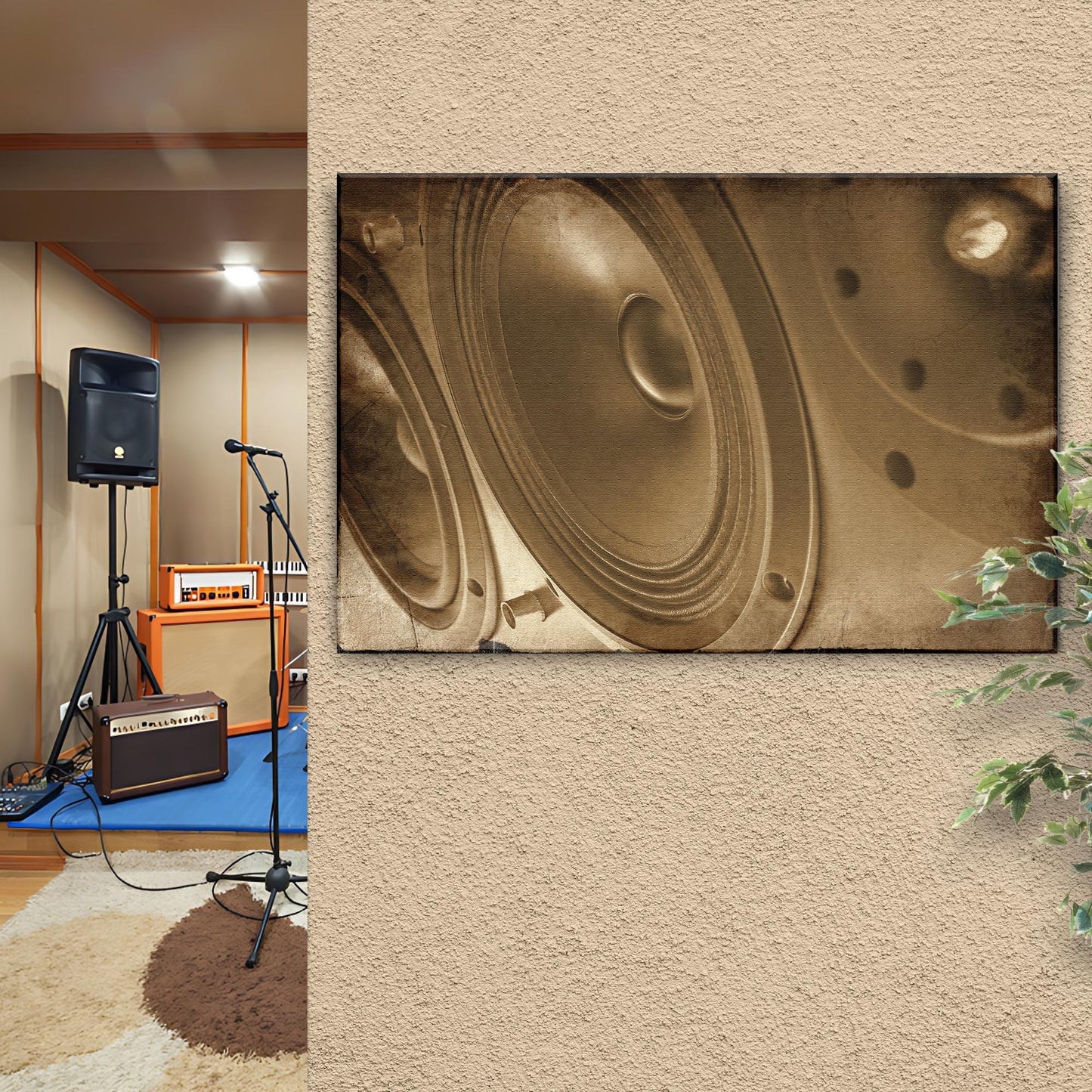 Music Equipment Speakers Vintage Canvas Wall Art Style 1 - Image by Tailored Canvases