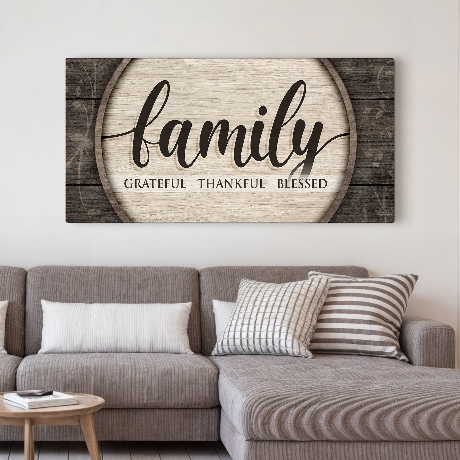 Grateful Thankful Blessed Family Sign - Image by Tailored Canvases