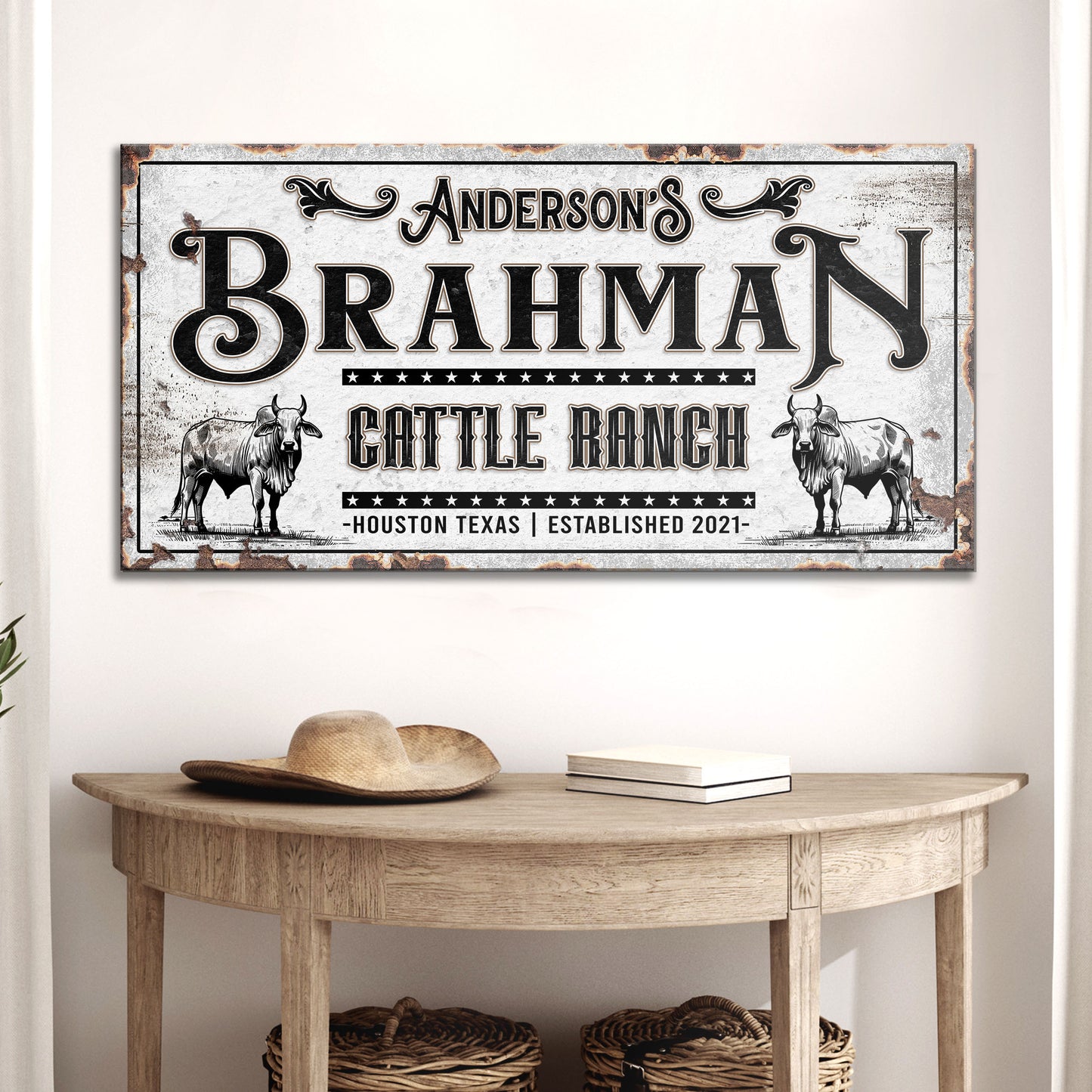 Personalized Brahman Cattle Sign  - Image by Tailored Canvases