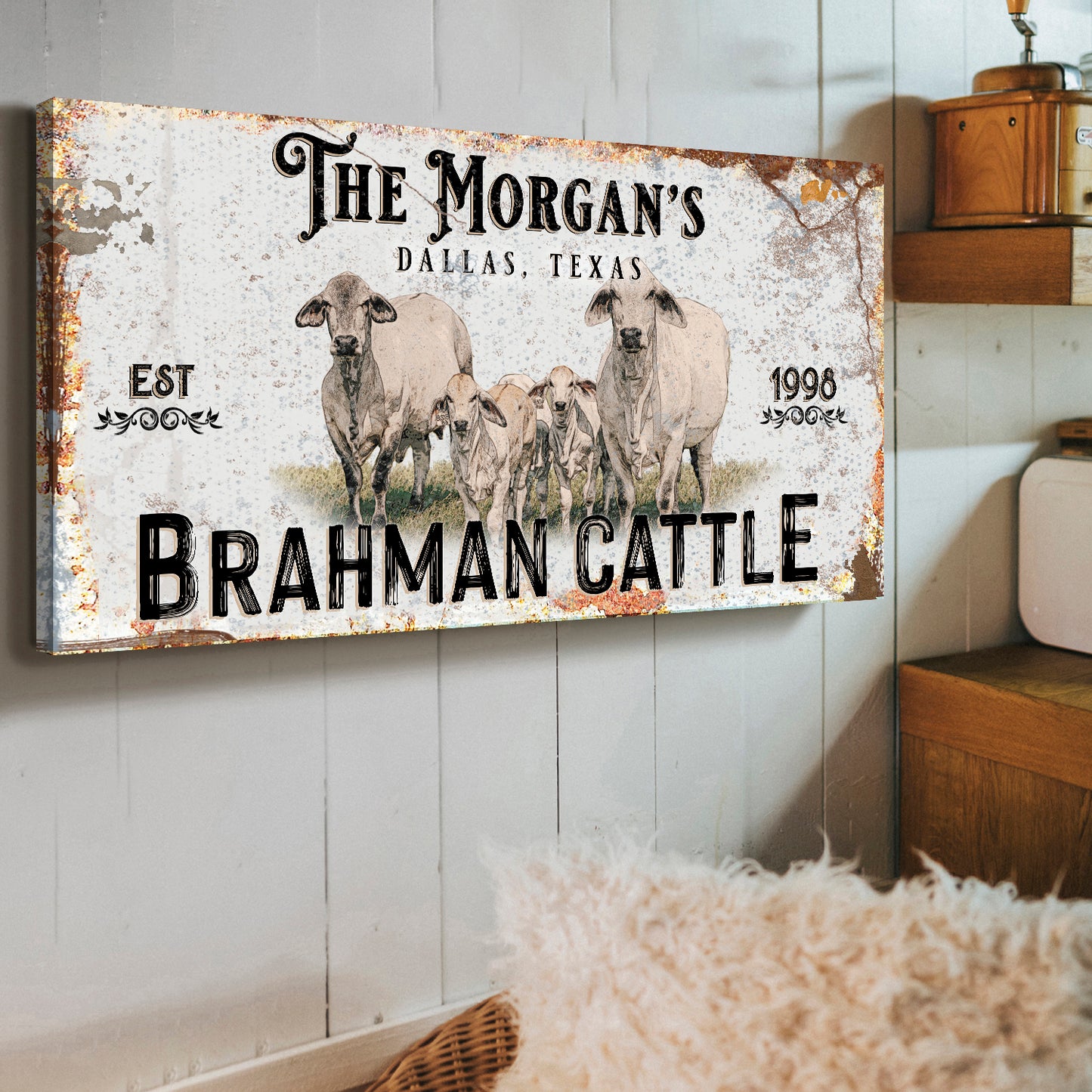 Personalized Brahman Cattle Sign II - Image by Tailored Canvases