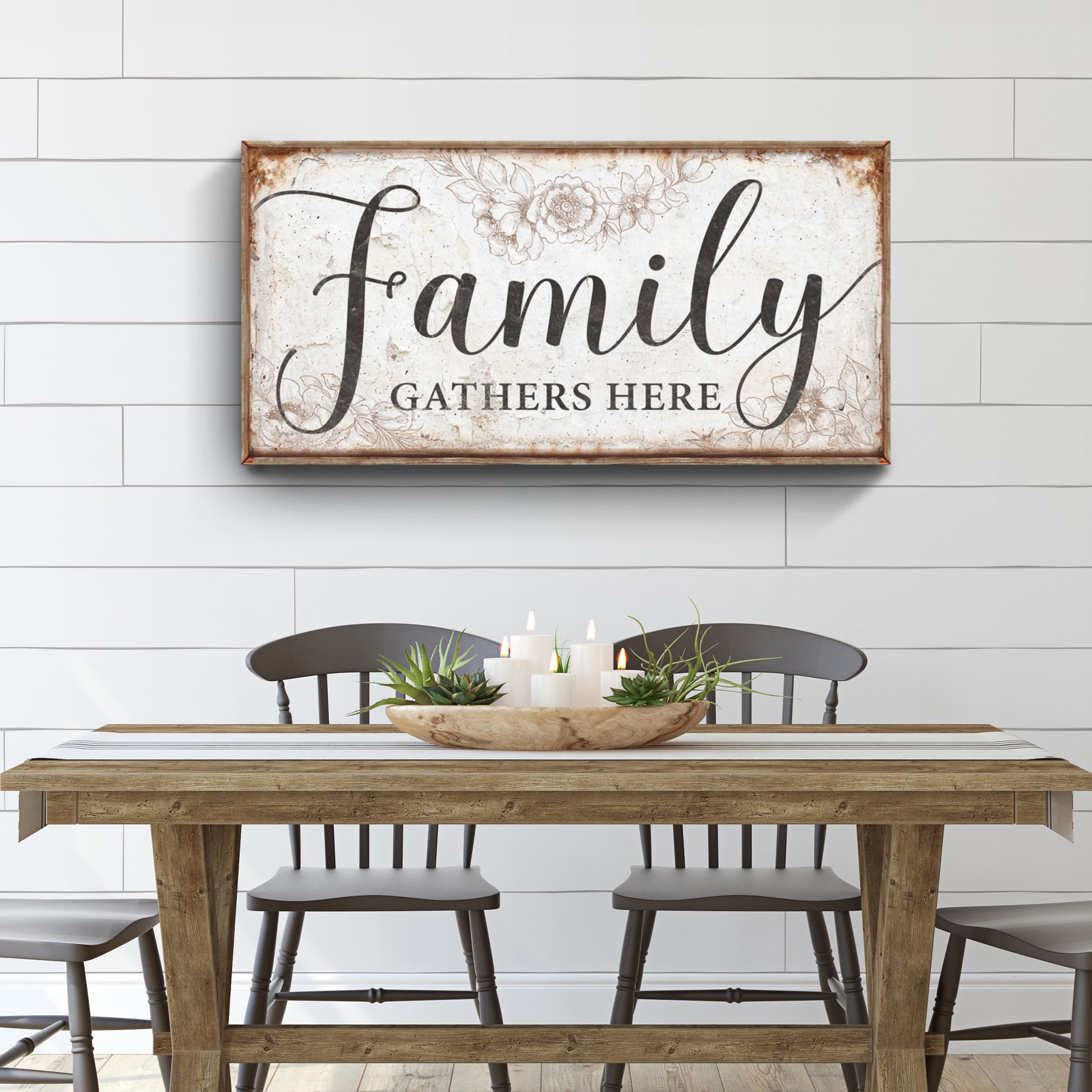 Family Gathers Here Sign Style 2 - Image by Tailored Canvases