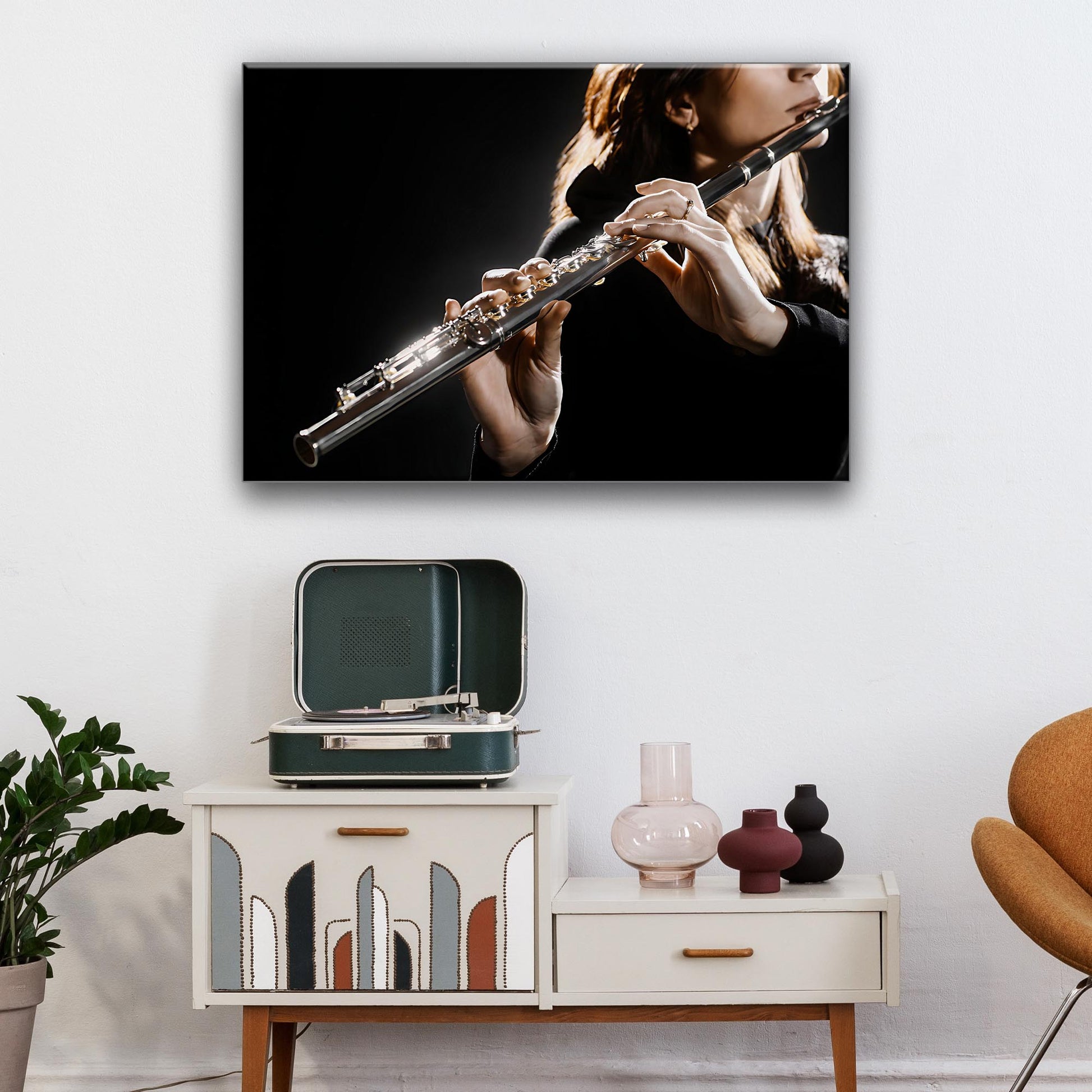 Flute Playing Canvas Wall Art Style 2 - Image by Tailored Canvases